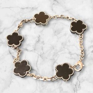 New Black and Silver Clover Bracelet